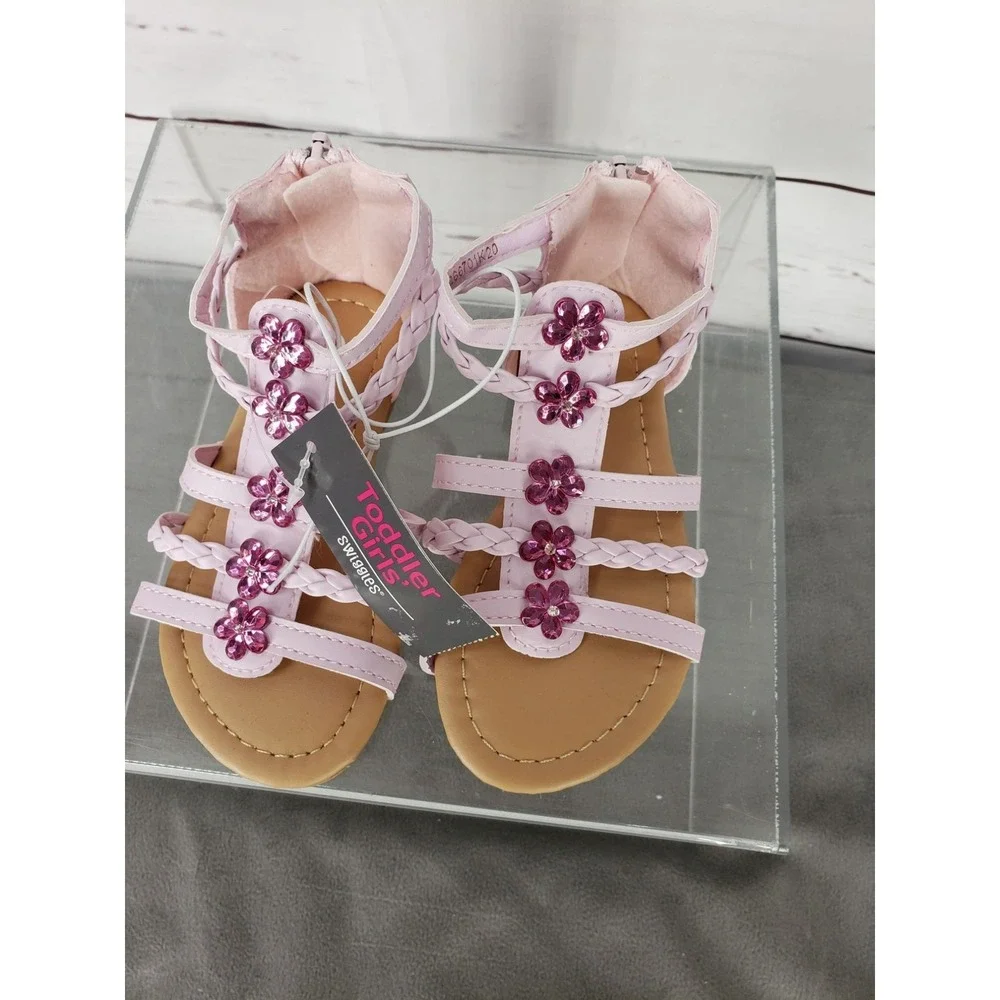 Toddler Girl pink Gladiator Jeweled large sandals